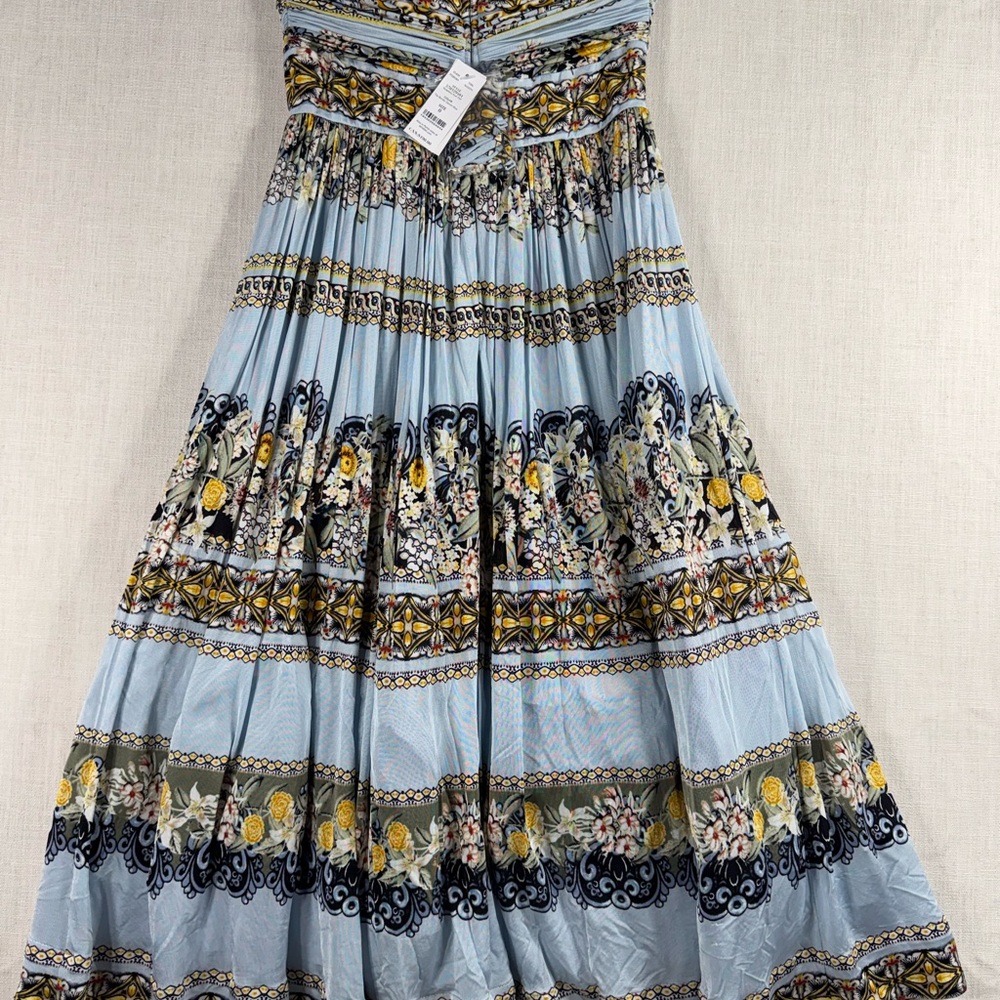 White House Black Market Strapless Blue Floral Tiered Maxi Dress - Picture 5 of 7
